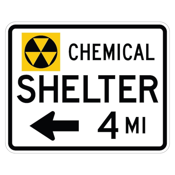 Sign Solutions Usa Symbol Chemical Shelter 4 MI Left Arrow, Aluminum, 24 in x 30 in DUS08DWT3024EM-7dL - main
